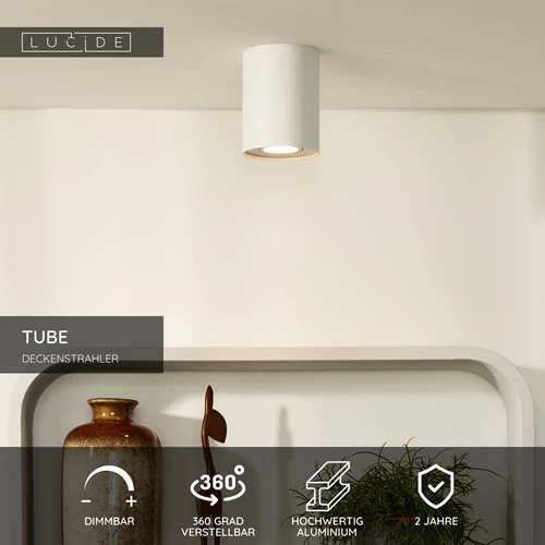 Lucide TUBE - Deckenstrahler - Ø 9,6 cm - 1xGU10 - Weiß - USP